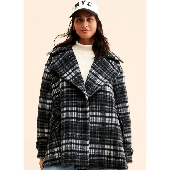 Free People Highlands Wool Peacoat Black Size M